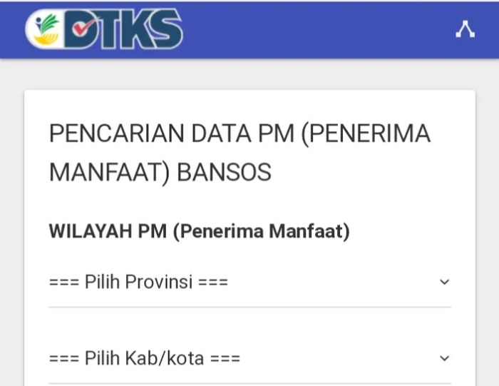 Melihat data penerima bansos PKH berdasarkan NIK KTP dan nama