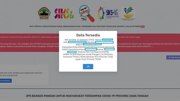 Melihat data penerima bansos PKH berdasarkan NIK KTP dan nama